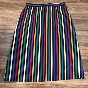 Vintage Striped Colorful Lightweight Midi Skirt Zip Up Hong Kong 14/15